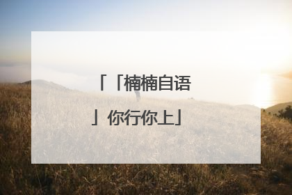 「楠楠自语」你行你上