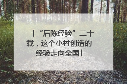 “后陈经验”二十载，这个小村创造的经验走向全国