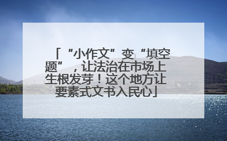 “小作文”变“填空题”，让法治在市场上生根发芽！这个地方让要素式文书入民心
