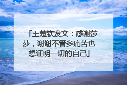 王楚钦发文：感谢莎莎，谢谢不管多痛苦也想证明一切的自己