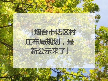 烟台市辖区村庄布局规划，最新公示来了
