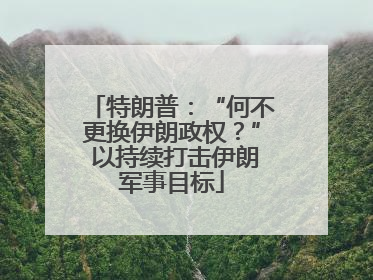 特朗普：“何不更换伊朗政权？” 以持续打击伊朗军事目标