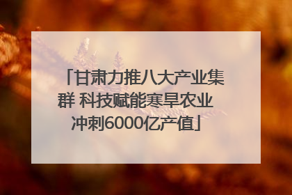 甘肃力推八大产业集群 科技赋能寒旱农业冲刺6000亿产值