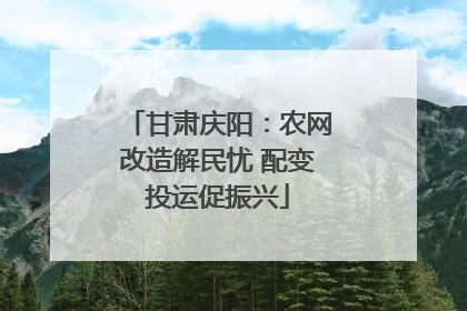 甘肃庆阳：农网改造解民忧 配变投运促振兴