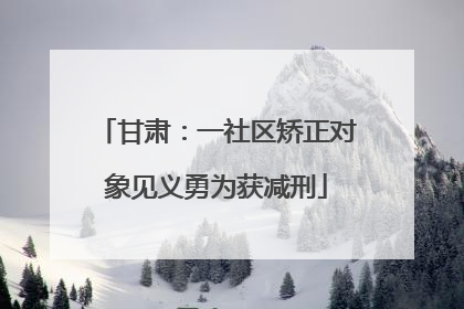 甘肃：一社区矫正对象见义勇为获减刑