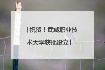 祝贺！武威职业技术大学获批设立