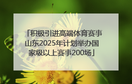 积极引进高端体育赛事 山东2025年计划举办国家级以上赛事200场
