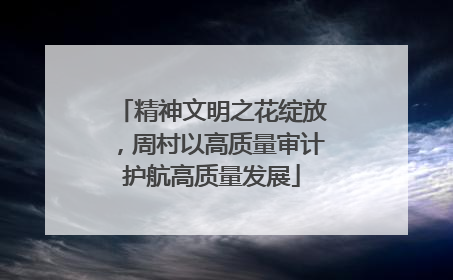 精神文明之花绽放，周村以高质量审计护航高质量发展