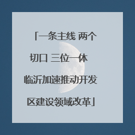一条主线 两个切口 三位一体 临沂加速推动开发区建设领域改革