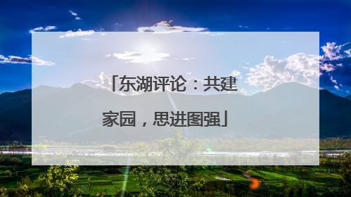 东湖评论：共建家园，思进图强