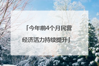 今年前4个月民营经济活力持续提升