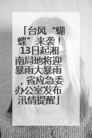 台风“蝴蝶”来袭！13日起湘南局地将迎暴雨大暴雨，省应急委办公室发布汛情提醒