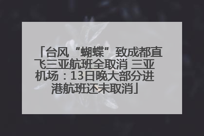 台风“蝴蝶”致成都直飞三亚航班全取消 三亚机场：13日晚大部分进港航班还未取消