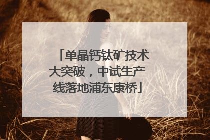 单晶钙钛矿技术大突破，中试生产线落地浦东康桥