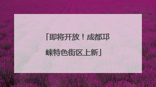即将开放！成都邛崃特色街区上新