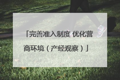 完善准入制度 优化营商环境（产经观察）
