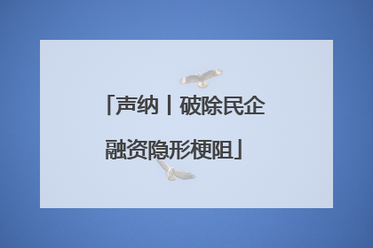 声纳丨破除民企融资隐形梗阻