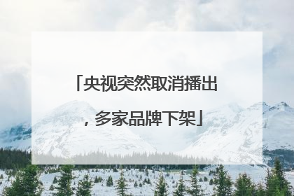 央视突然取消播出，多家品牌下架