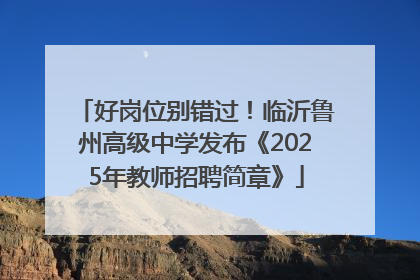 好岗位别错过！临沂鲁州高级中学发布《2025年教师招聘简章》