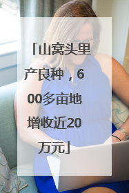 山窝头里产良种，600多亩地增收近20万元