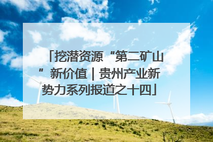 挖潜资源“第二矿山”新价值｜贵州产业新势力系列报道之十四