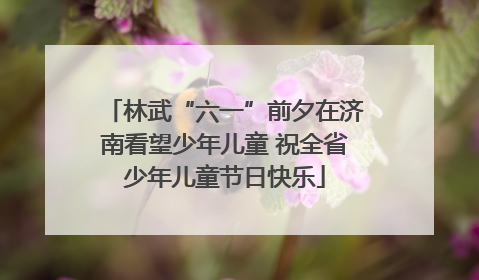 林武“六一”前夕在济南看望少年儿童 祝全省少年儿童节日快乐