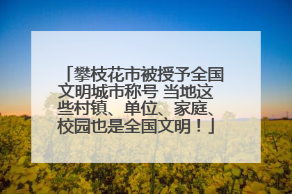 攀枝花市被授予全国文明城市称号 当地这些村镇、单位、家庭、校园也是全国文明！