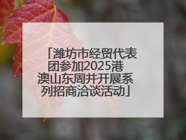 潍坊市经贸代表团参加2025港澳山东周并开展系列招商洽谈活动