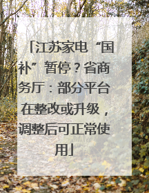 江苏家电“国补”暂停？省商务厅：部分平台在整改或升级，调整后可正常使用