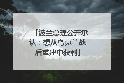 波兰总理公开承认：想从乌克兰战后重建中获利