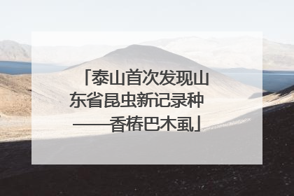 泰山首次发现山东省昆虫新记录种——香椿巴木虱