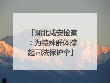 湖北咸安检察：为特殊群体撑起司法保护伞