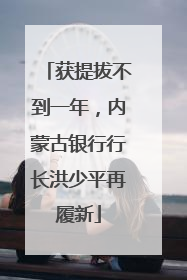 获提拔不到一年，内蒙古银行行长洪少平再履新
