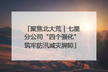 聚焦北大荒｜七星分公司“四个强化”筑牢防汛减灾屏障
