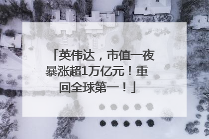 英伟达，市值一夜暴涨超1万亿元！重回全球第一！