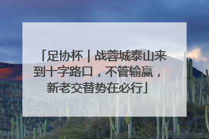 足协杯｜战蓉城泰山来到十字路口，不管输赢，新老交替势在必行