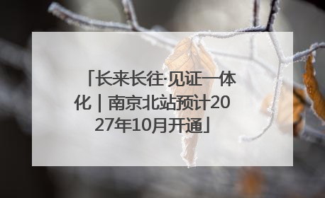 长来长往·见证一体化｜南京北站预计2027年10月开通