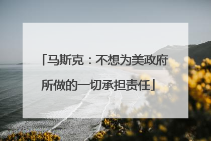 马斯克：不想为美政府所做的一切承担责任