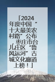 2024年度中国“十大最美农村路”公布，枣庄市台儿庄区“鲁风运河”古城文化廊道上榜！