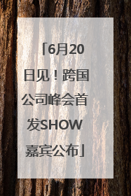 6月20日见！跨国公司峰会首发SHOW嘉宾公布