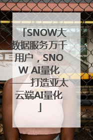 SNOW大数据服务万千用户，SNOW AI量化——打造亚太云端AI量化